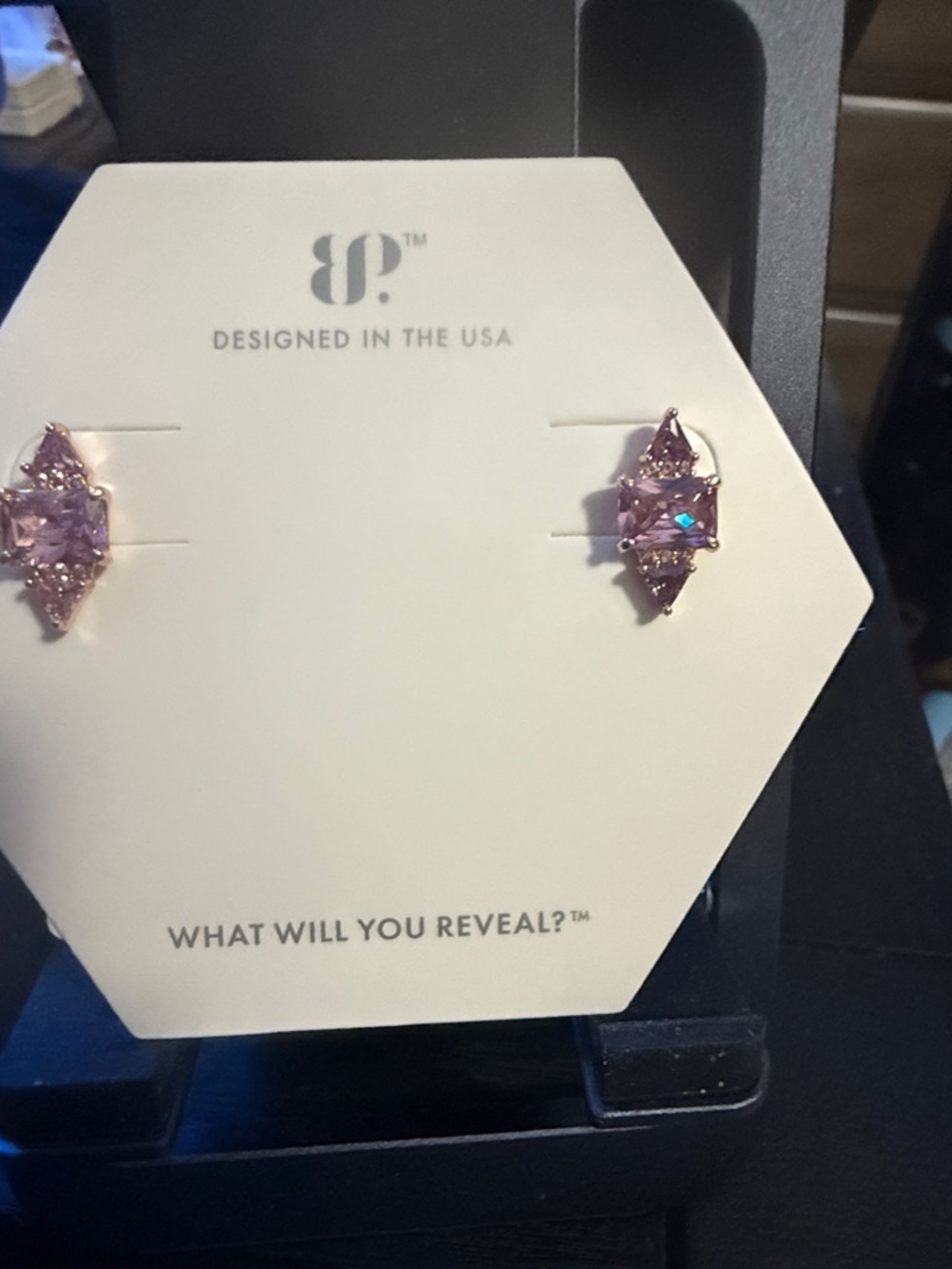 B.P. Geometric pink Stud Earrings “Hello Lover Studs”